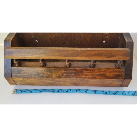 Homco Dark Wood Floral Box Planter Wall Hang Table Top Display Pocket Spice Rack - Picture 4 of 9